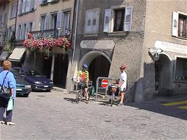 Tao and Gavin at Estavayer-le-Lac, 14.1 miles into the ride